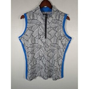 Tail Shirt Womens XXL White Black Blue Sleeveless Golf Quarter Zip Mock Neck